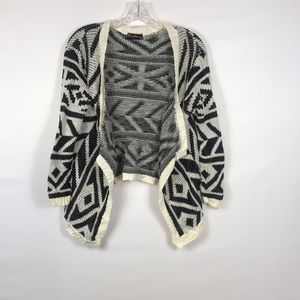 Madberry Women's Black White Aztec Cardigan Small